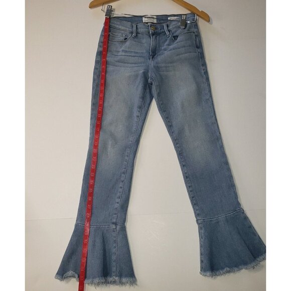 Frame Denim Le Skinny de Jeanne Women's Size 26 Raw Hem Flare Jeans Light Wash - Picture 5 of 16